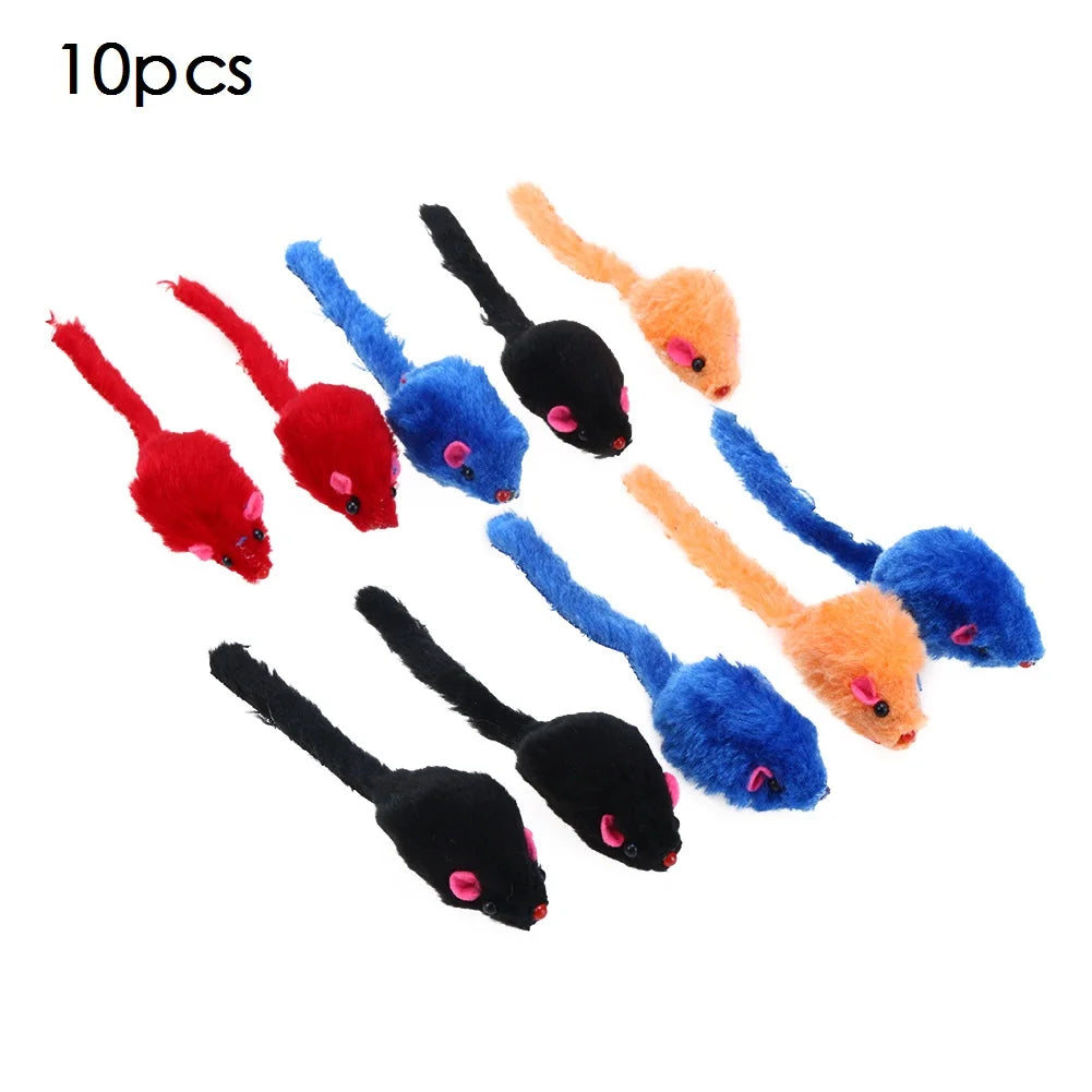 10pcs/lot Mini Colorful Cat Toys Plush False Mouse Toys for Cats Kitten Animal Funny Playing Cat Products Pet Cat Supplies