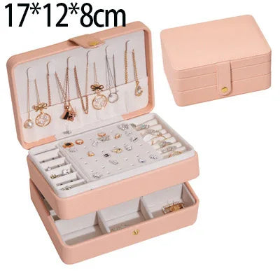 2021 Newly Jewelry Storage Box Large Capacity Portable Lock With Mirror Jewelry Storage Earrings Necklace Ring Jewelry Display