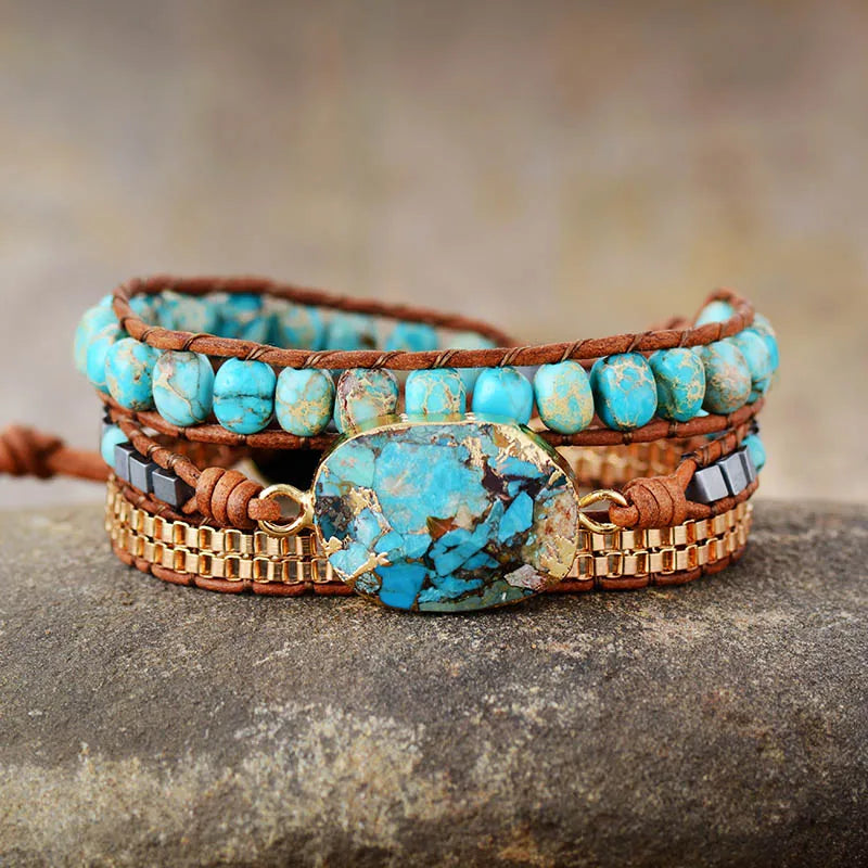 High End Leather Wrap Bracelets W/ Stones Vintage Weaving Statement Art Chain Bracelet Jewellery Gifts