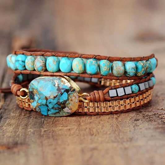 High End Leather Wrap Bracelets W/ Stones Vintage Weaving Statement Art Chain Bracelet Jewellery Gifts