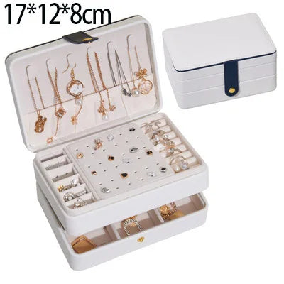 2021 Newly Jewelry Storage Box Large Capacity Portable Lock With Mirror Jewelry Storage Earrings Necklace Ring Jewelry Display