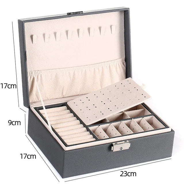 2021 Newly Jewelry Storage Box Large Capacity Portable Lock With Mirror Jewelry Storage Earrings Necklace Ring Jewelry Display