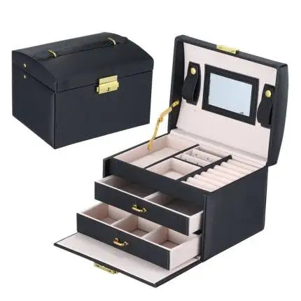 2021 Newly Jewelry Storage Box Large Capacity Portable Lock With Mirror Jewelry Storage Earrings Necklace Ring Jewelry Display