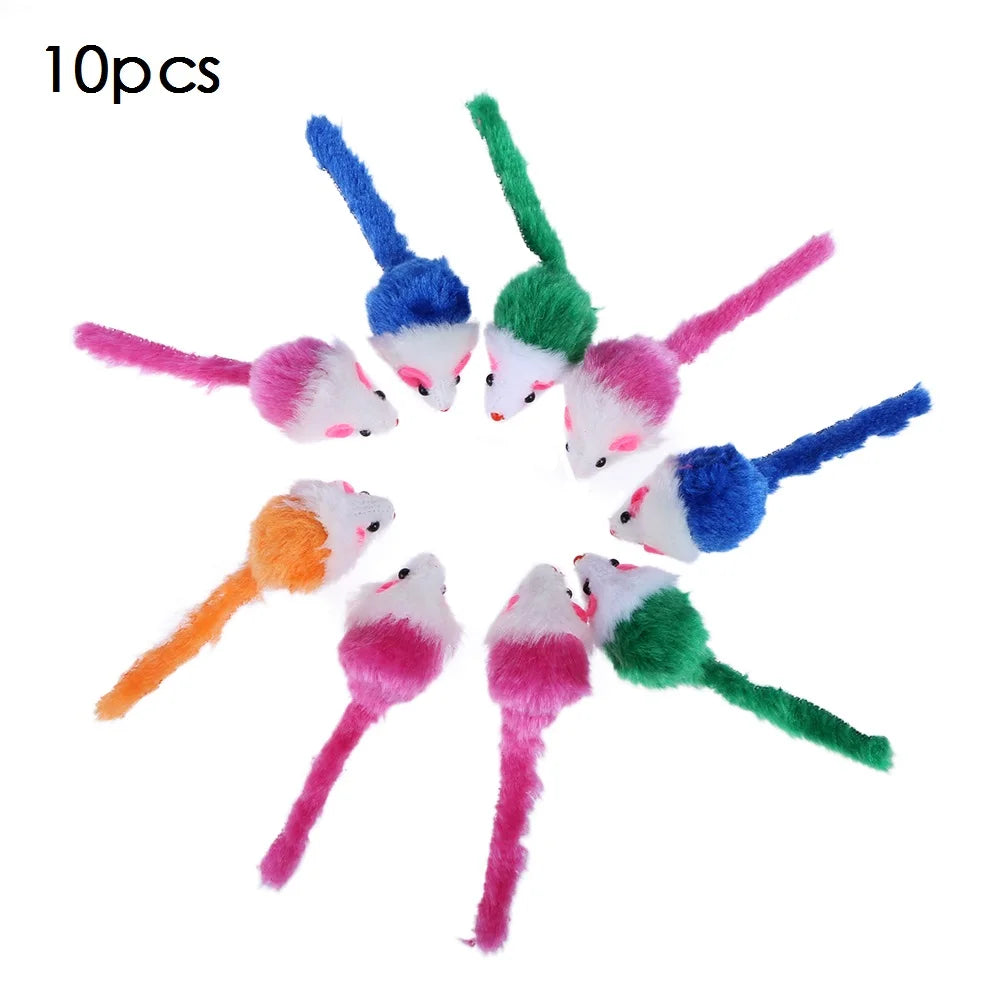 10pcs/lot Mini Colorful Cat Toys Plush False Mouse Toys for Cats Kitten Animal Funny Playing Cat Products Pet Cat Supplies