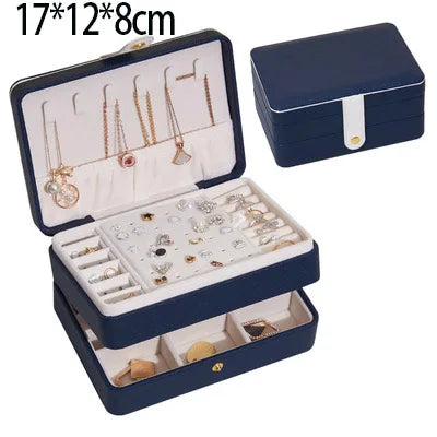 2021 Newly Jewelry Storage Box Large Capacity Portable Lock With Mirror Jewelry Storage Earrings Necklace Ring Jewelry Display