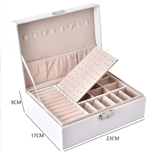 2021 Newly Jewelry Storage Box Large Capacity Portable Lock With Mirror Jewelry Storage Earrings Necklace Ring Jewelry Display