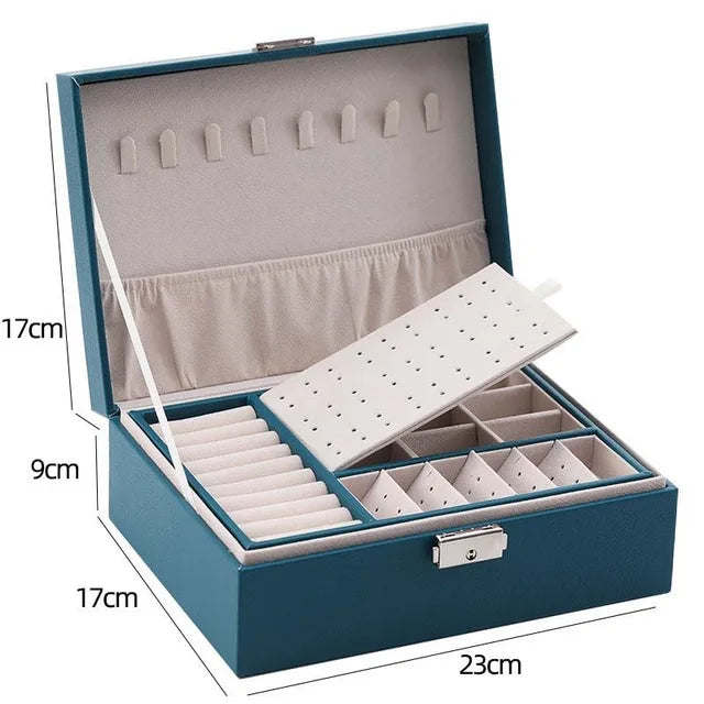 2021 Newly Jewelry Storage Box Large Capacity Portable Lock With Mirror Jewelry Storage Earrings Necklace Ring Jewelry Display