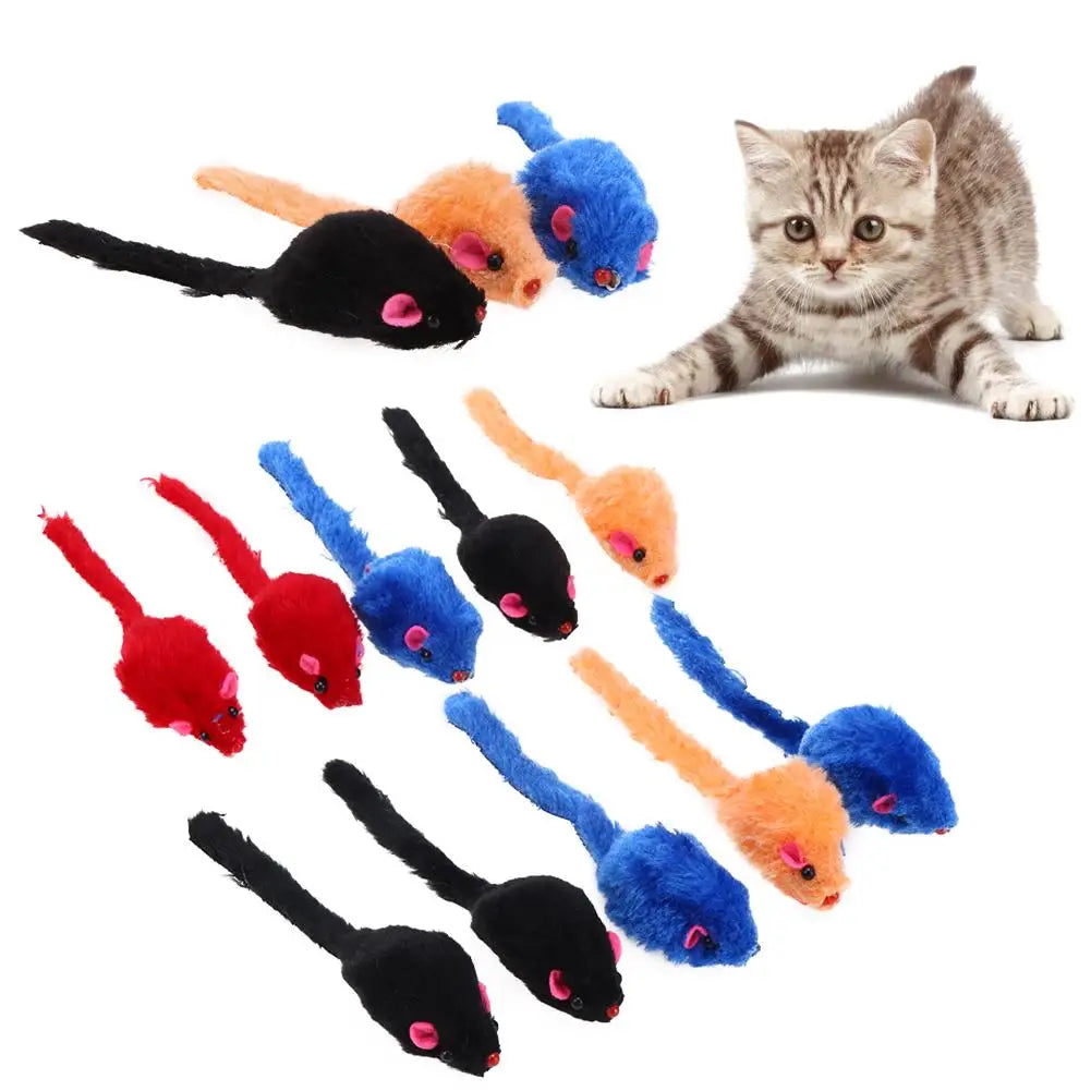 10pcs/lot Mini Colorful Cat Toys Plush False Mouse Toys for Cats Kitten Animal Funny Playing Cat Products Pet Cat Supplies