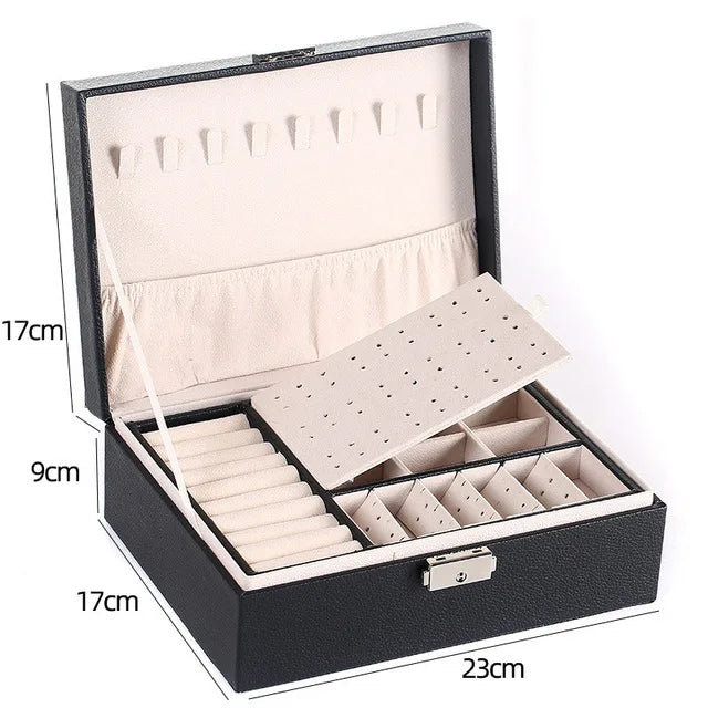 2021 Newly Jewelry Storage Box Large Capacity Portable Lock With Mirror Jewelry Storage Earrings Necklace Ring Jewelry Display