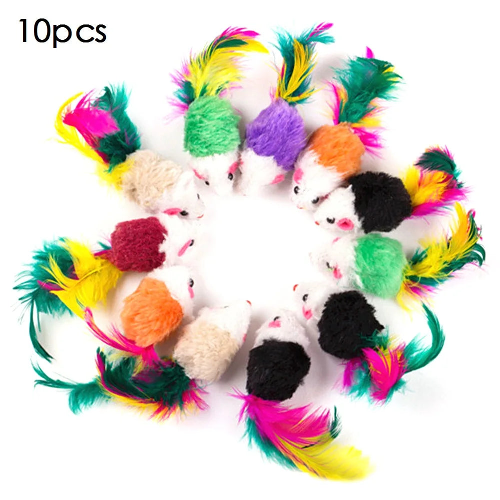 10pcs/lot Mini Colorful Cat Toys Plush False Mouse Toys for Cats Kitten Animal Funny Playing Cat Products Pet Cat Supplies