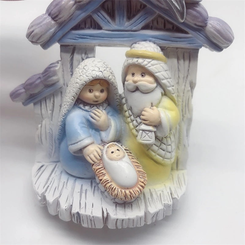 Religious Ornaments Holy Family Christmas Tree Decoration Cute Cartoon Resin Gifts