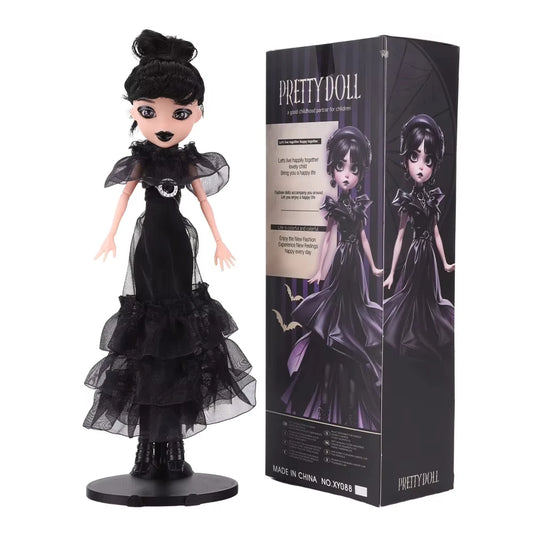 Wednesday Collectible in Black Gothic Gown Premium Accessories and Doll Stand Inspired by Dance Scene