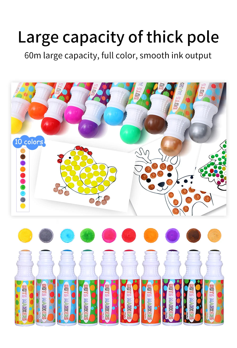 Ohuhu Washable Large Dot Makers Bingo Pen Mini Graffiti Flowing Pen Washable Paint Signature Pen Watercolor Pen Painting Tools