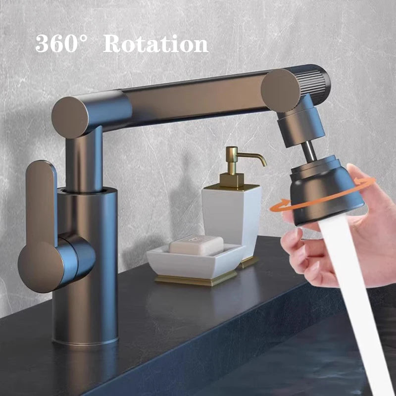 1080° Swivel Kitchen Sink Faucet Bathroom Sink Faucet Basin Faucet Multifunction Cold and Hot Water Tap Brass