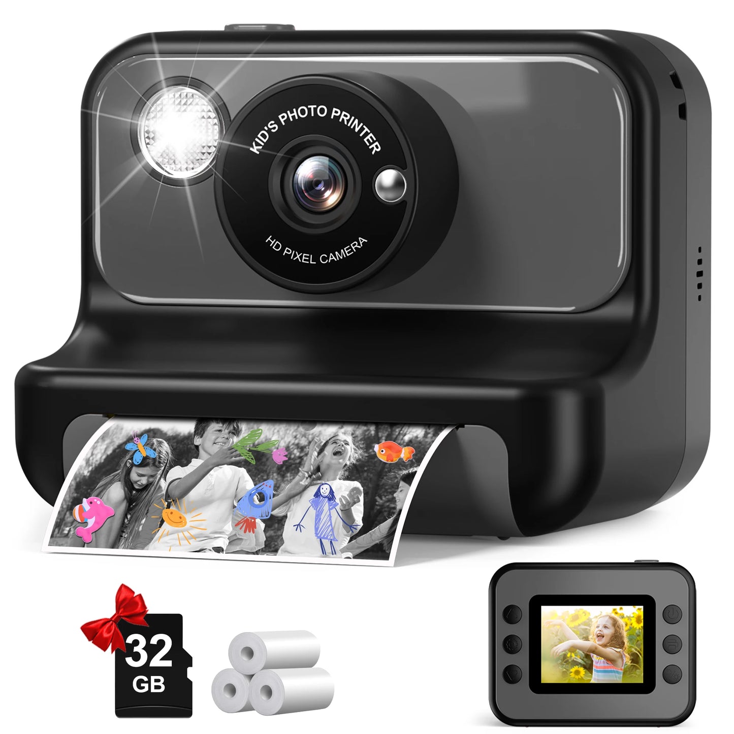 Gofunly 2.4" Kids Instant Camera, Kids Camera with 32G Card, 1080P Instant Camera for Kids with Printing Paper Toy Gifts