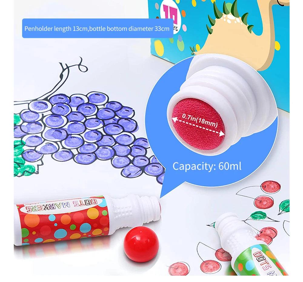 Ohuhu Washable Large Dot Makers Bingo Pen Mini Graffiti Flowing Pen Washable Paint Signature Pen Watercolor Pen Painting Tools