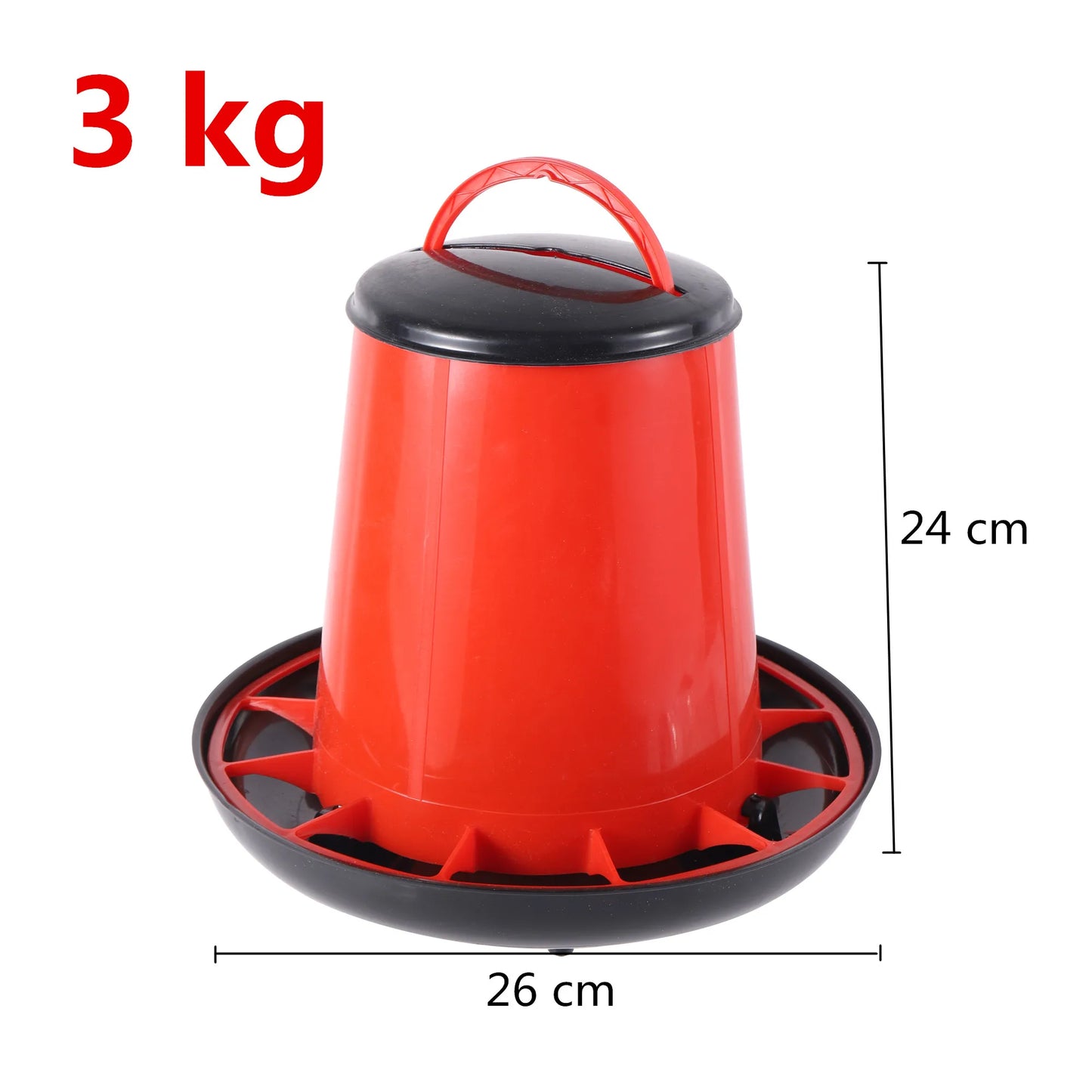 1Pc Poultry Animal Feeder Plastic Red and Black Quail Pigeon Automatic Feeder Farm Breeding Tools 1.5kg/3kg/6kg Optional