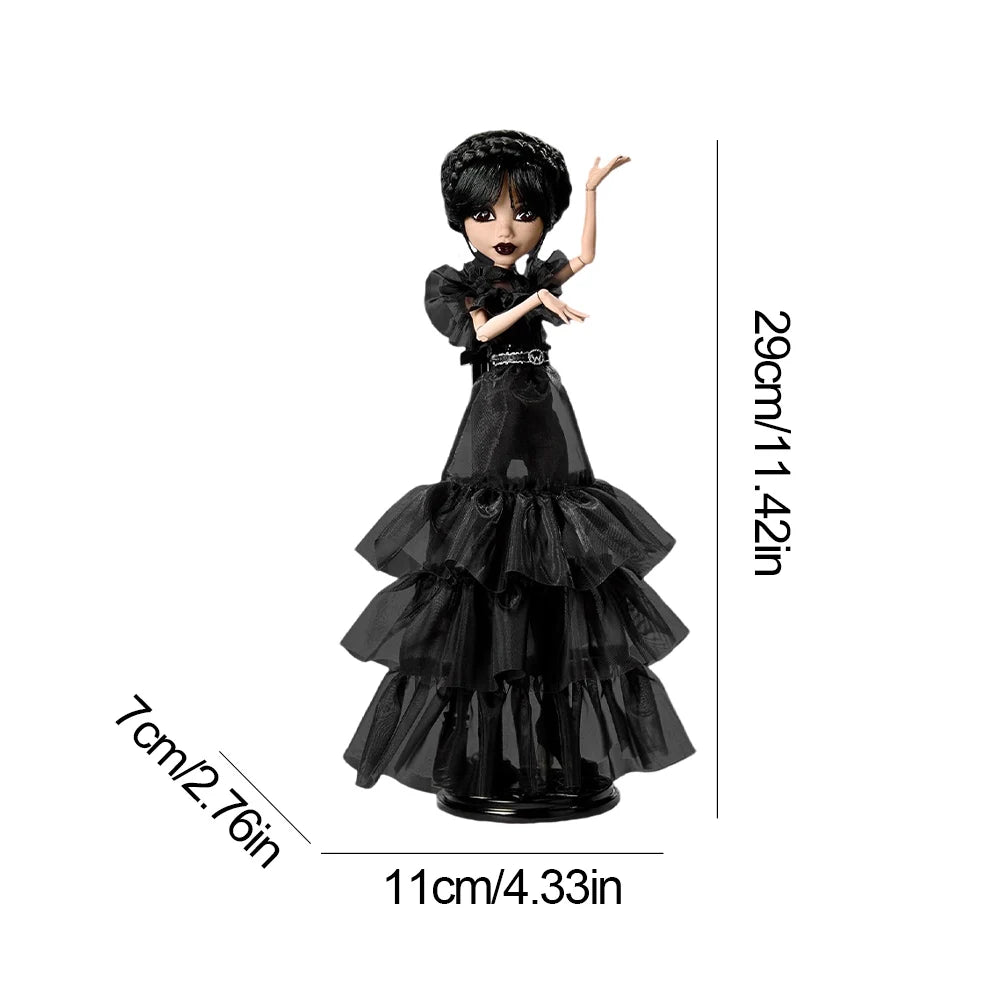 Wednesday Collectible in Black Gothic Gown Premium Accessories and Doll Stand Inspired by Dance Scene