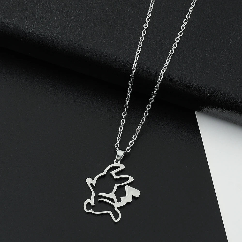 Pikachu Stainless Steel Pendant Necklace Cute Simple Style Fashion Neck Chain