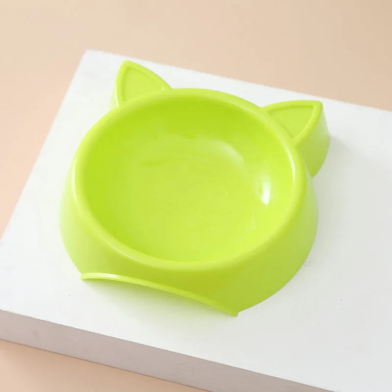 Pets Food Bowl Cat Face Shape Large Capacity Feeding Dish Solid Color Cat Food Bowl Pet Water Drinking Feeder for Small Dog Bowl