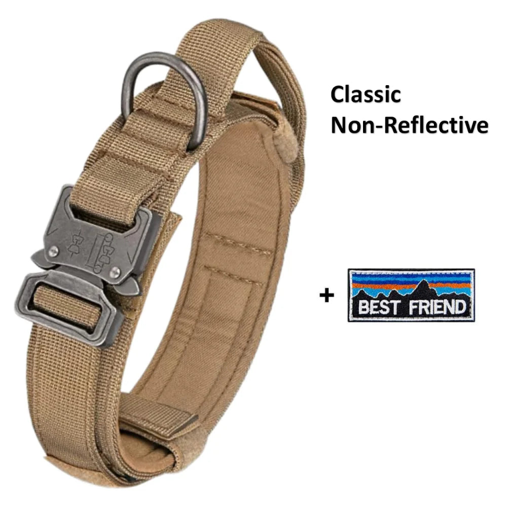 Strong Dog Collar Adjustable Thick Tactical Military Training Collars and Dog Leash with handle for Medium /big/ k9 /Large Dogs