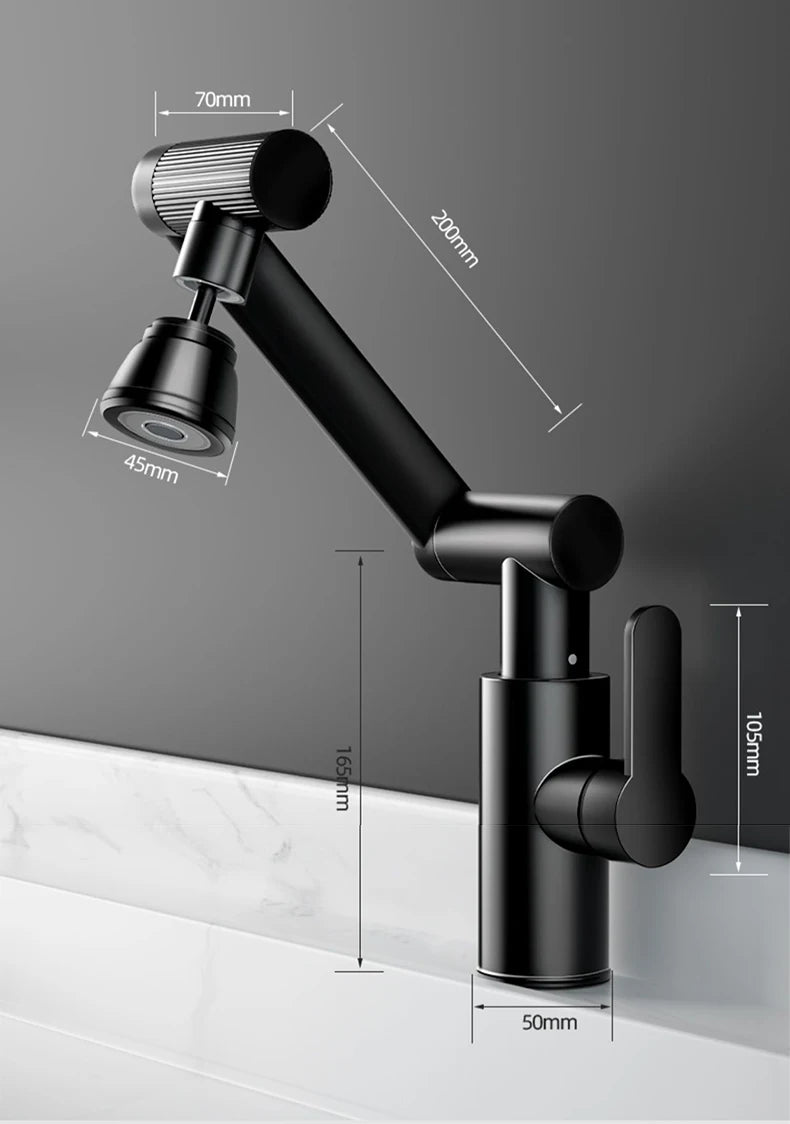 1080° Swivel Kitchen Sink Faucet Bathroom Sink Faucet Basin Faucet Multifunction Cold and Hot Water Tap Brass