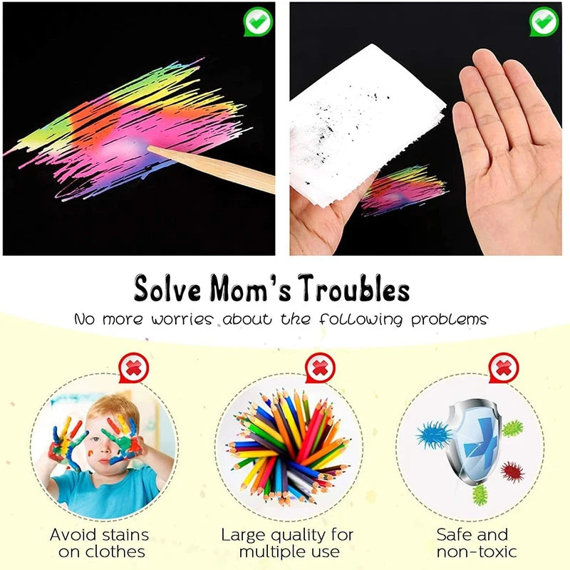 100/5 Piece DIY Rainbow Magic Sticky Notes Set Kids Black Scratch Art Craft Kits Pad Drawing Template Painting Toys