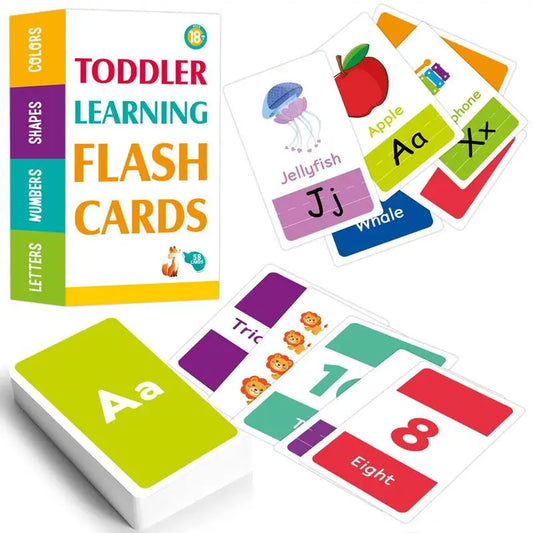 58pcs ABC Alphabet Letter Number Shape Color Early Educational Card Baby Learning Flashcards Montessori Toys For Kids Gift