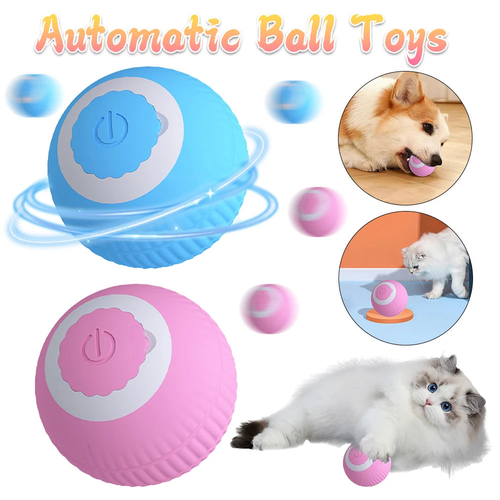 2024 Electric Cat Ball Toys USB Rechargeable Smart Interactive Cat Toy ABS Intelligent Rolling Toy Ball for Kitten Dog Playing