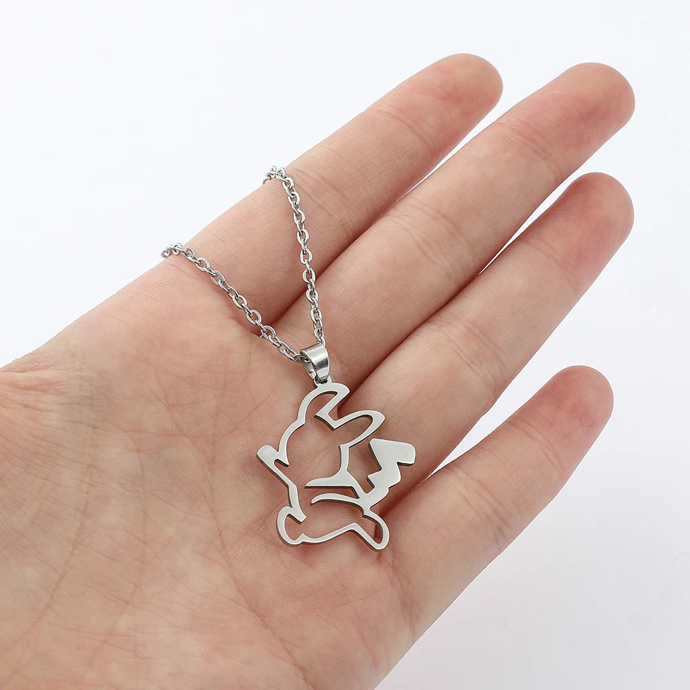 Pikachu Stainless Steel Pendant Necklace Cute Simple Style Fashion Neck Chain