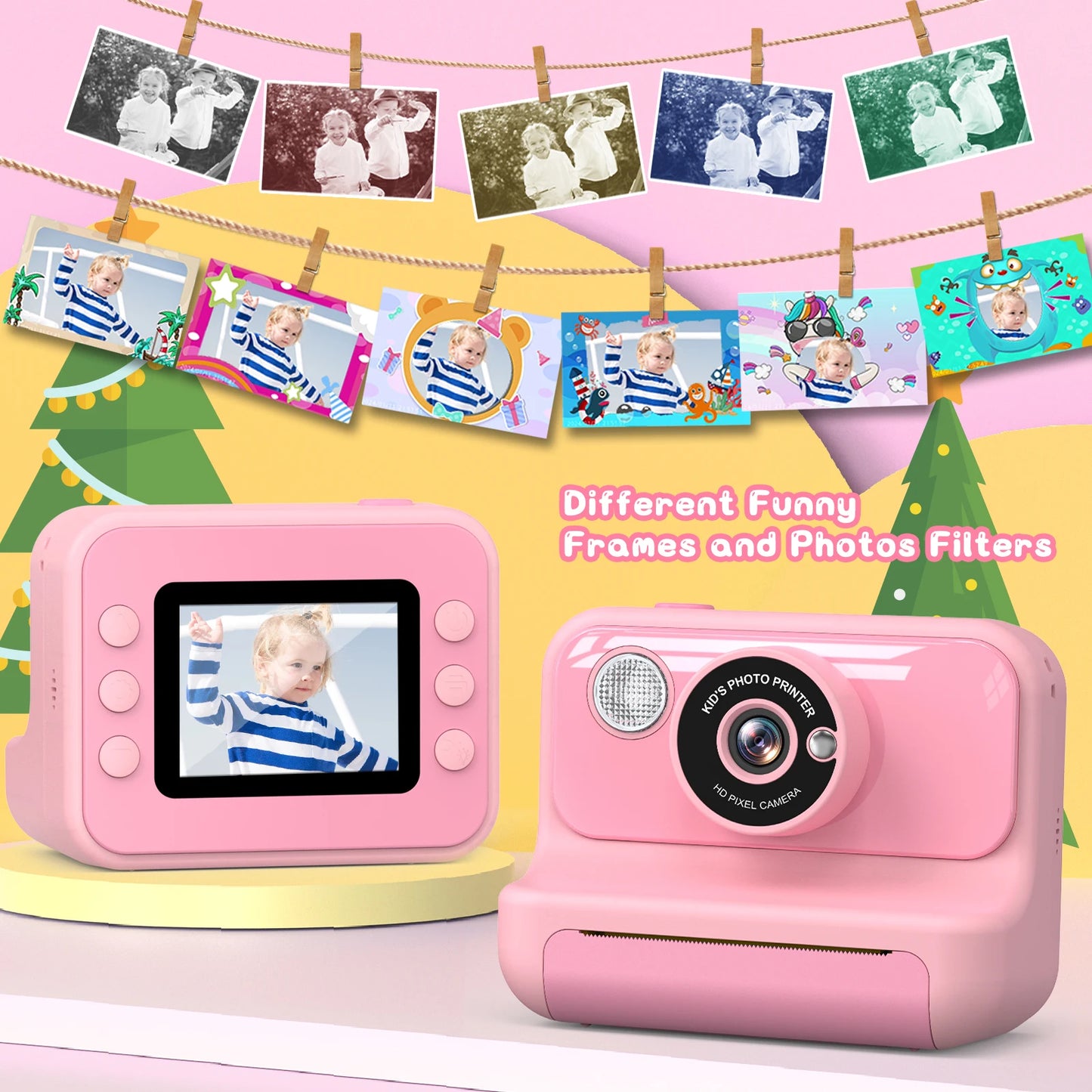 Gofunly 2.4" Kids Instant Camera, Kids Camera with 32G Card, 1080P Instant Camera for Kids with Printing Paper Toy Gifts