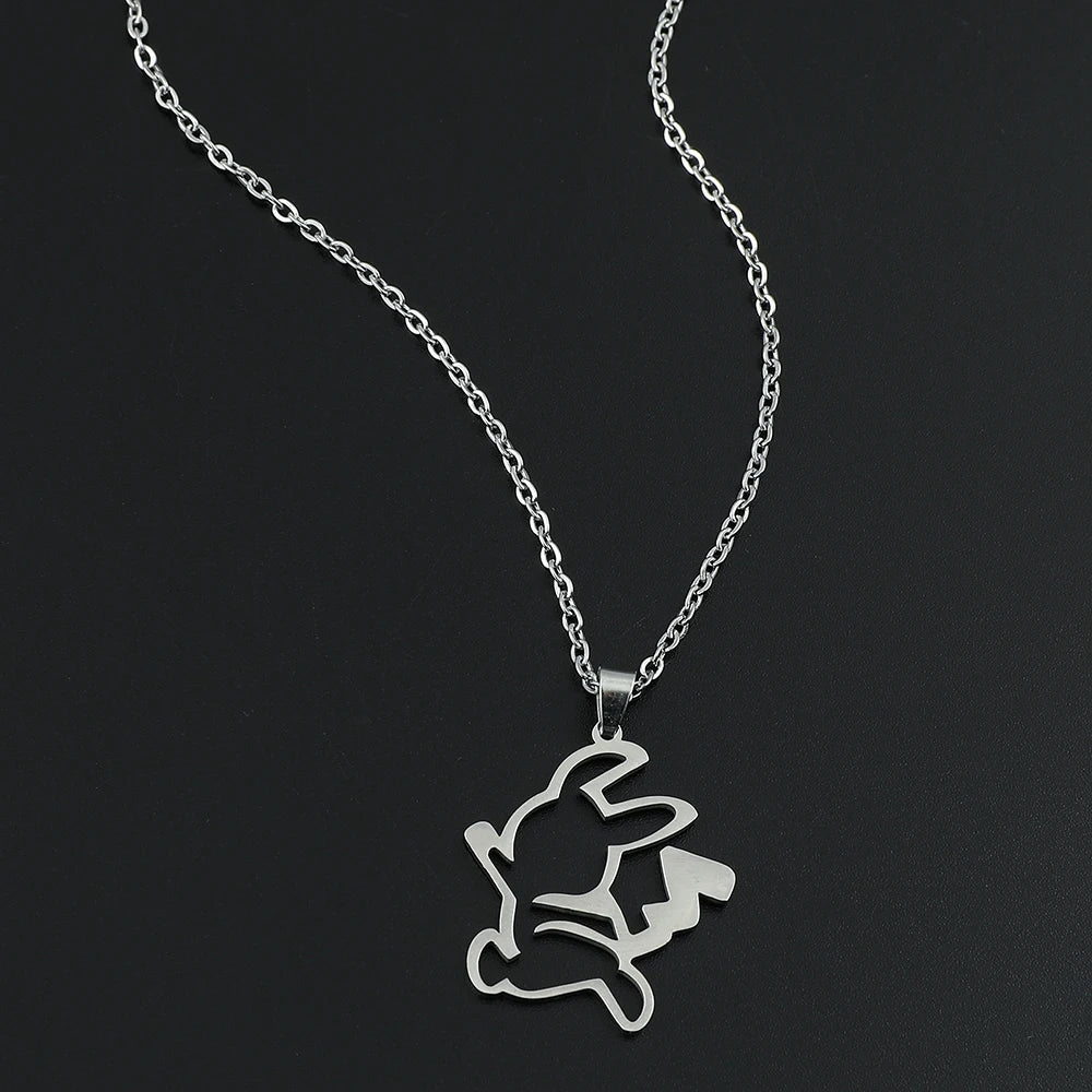 Pikachu Stainless Steel Pendant Necklace Cute Simple Style Fashion Neck Chain