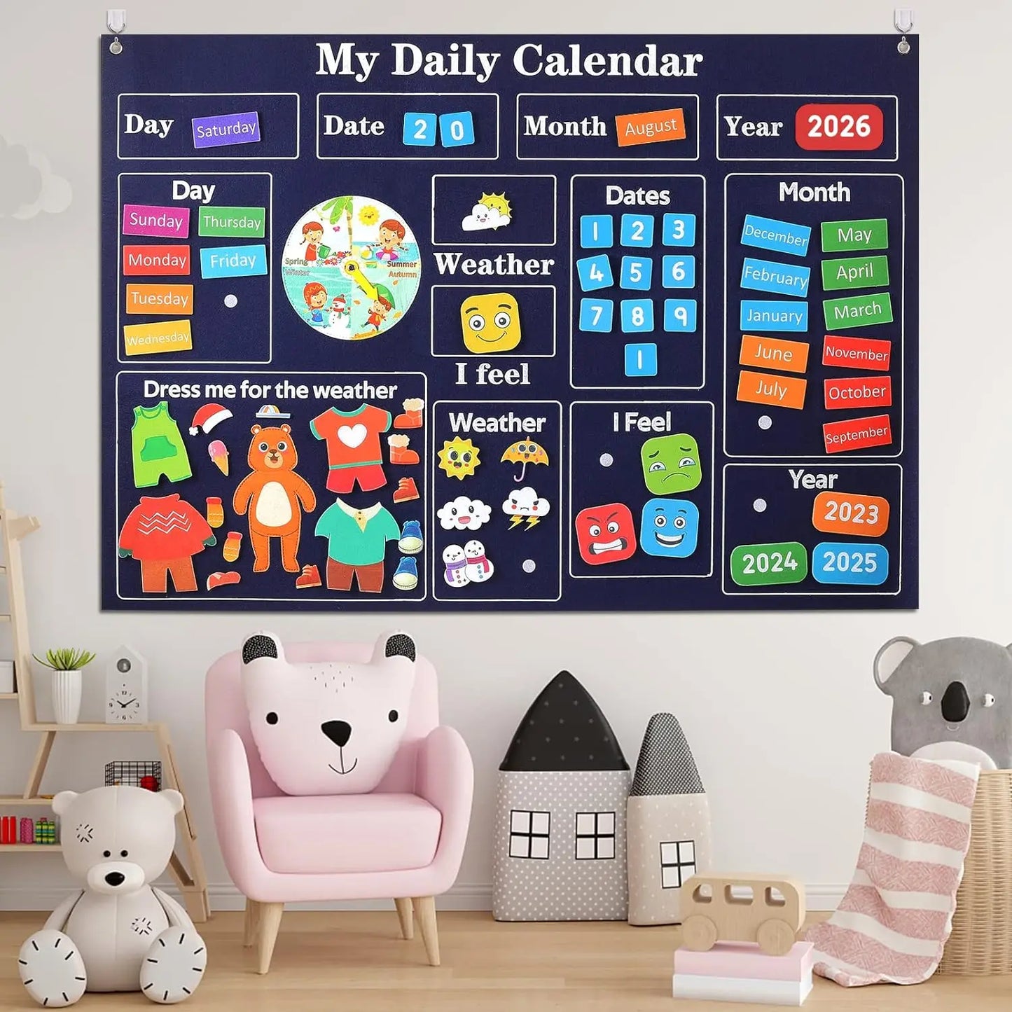 My Daily Calendar,Farm,Transportation Felt Story Board For Toddlers,Preschool Education Storytelling Montessori Toys for Kids