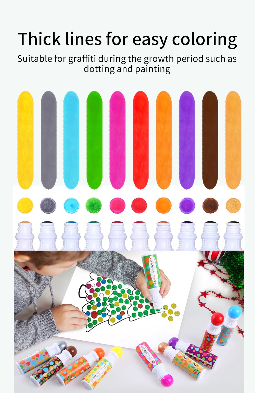 Ohuhu Washable Large Dot Makers Bingo Pen Mini Graffiti Flowing Pen Washable Paint Signature Pen Watercolor Pen Painting Tools