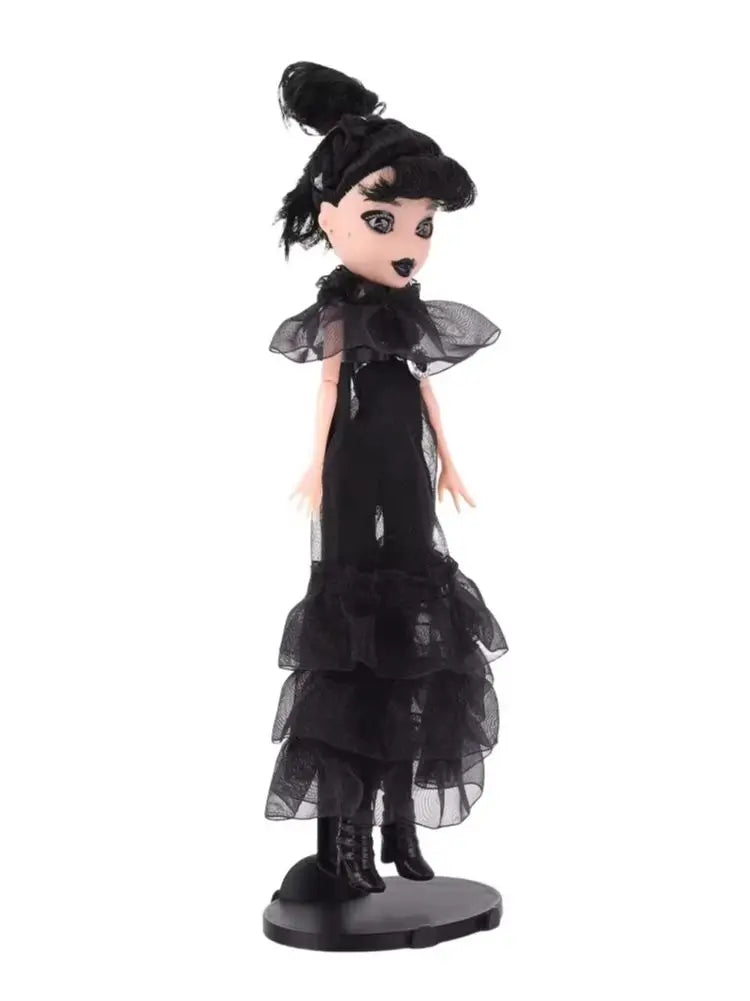 Wednesday Collectible in Black Gothic Gown Premium Accessories and Doll Stand Inspired by Dance Scene