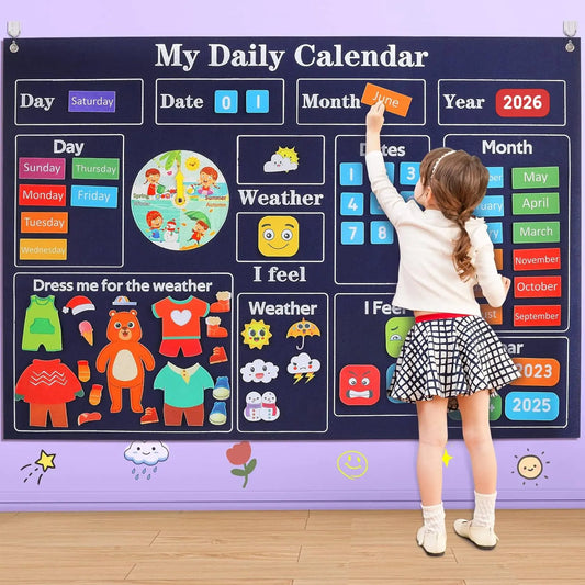 My Daily Calendar,Farm,Transportation Felt Story Board For Toddlers,Preschool Education Storytelling Montessori Toys for Kids