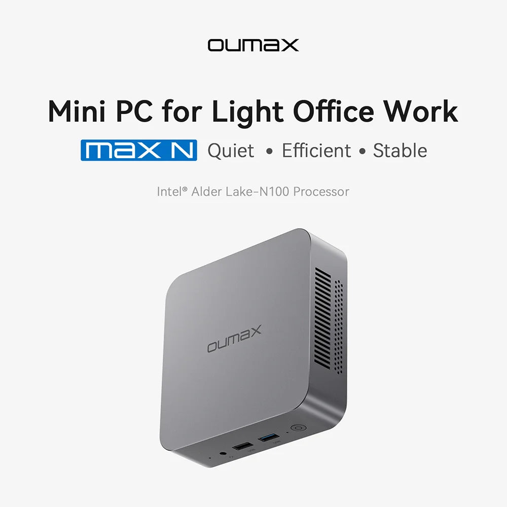 2024 OUMAX Mini PC Intel N100 16GB 500GB N95 8GB 256GB  Quiet Dual 1000M LAN Mini Desktop Computer VS Mini S12 Pro N100 T8 Pro