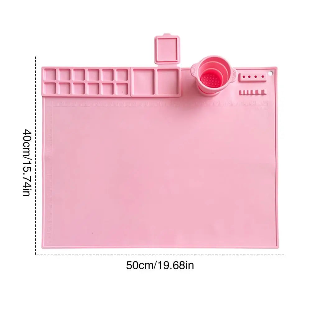 Silicone Painting Mat Pigment Palette Non-Stick Art Craft Mat For Painting Ink Blending Watercoloring Stamping