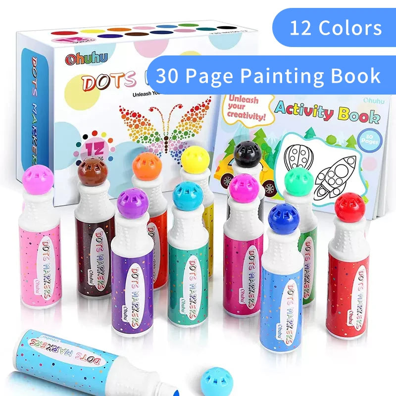 Ohuhu Washable Large Dot Makers Bingo Pen Mini Graffiti Flowing Pen Washable Paint Signature Pen Watercolor Pen Painting Tools