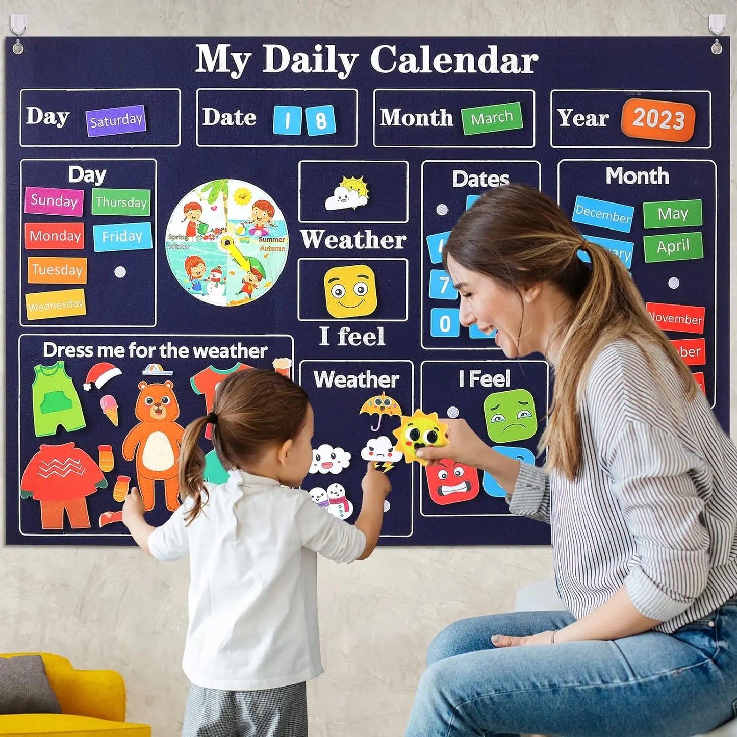 My Daily Calendar,Farm,Transportation Felt Story Board For Toddlers,Preschool Education Storytelling Montessori Toys for Kids