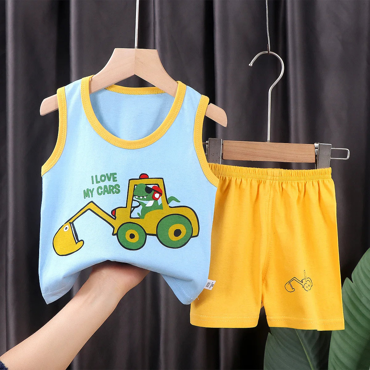 2PCS Children Sets Kids Clothes Vest Suit  Summer Children Clothing baby Cotton T-Shirts Shorts Tank Top  Boys Girls Sleeveless