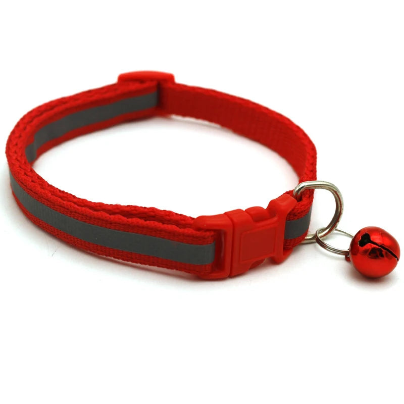 12 Colorful and Colorful Buckle Reflective Collar 1.0 Patch Bell Collar Pet Dog and Cat Collar