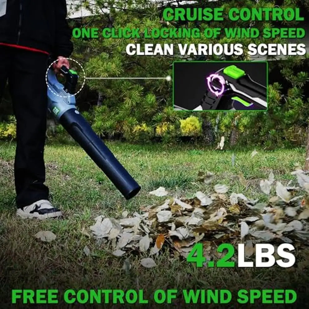 Electric Cordless Leaf Blower 650CFM 180MPH Variable Speed 21V 2x6.0Ah Battery Powered Ultimate Control Lightweight Shoulder