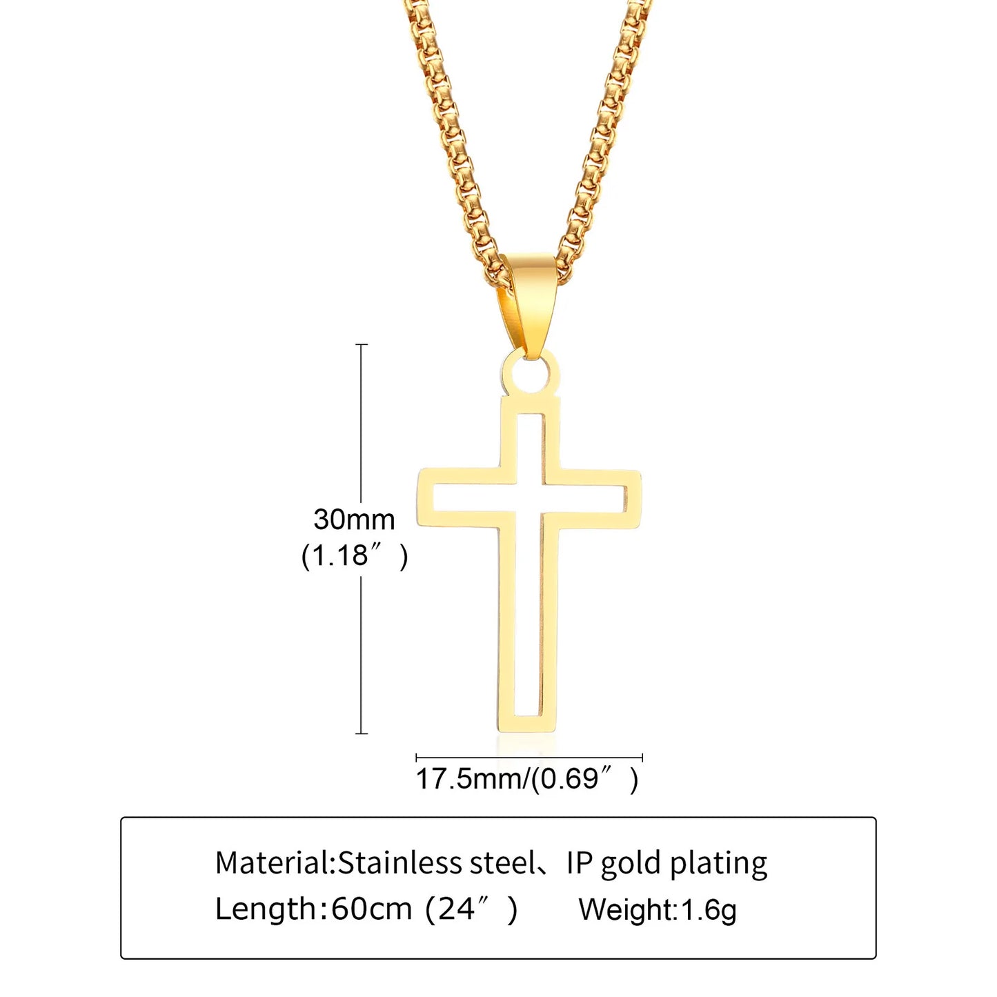 Mens Cutout Cross Necklaces,Waterproof Stainless Steel Hollow Cross Pendant Collar,Religious Faith Christ Gift Jewelry