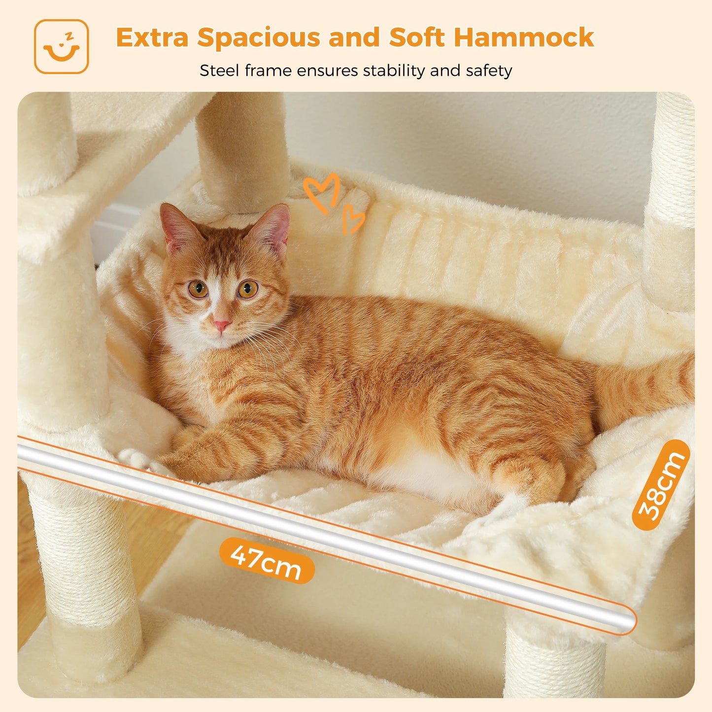 H184CM Large Cat Tower with Sisal Scratching Posts Spacious Condo Perch Stable for Kitten Multi-Level Tower Indoor Cozy Hummocks