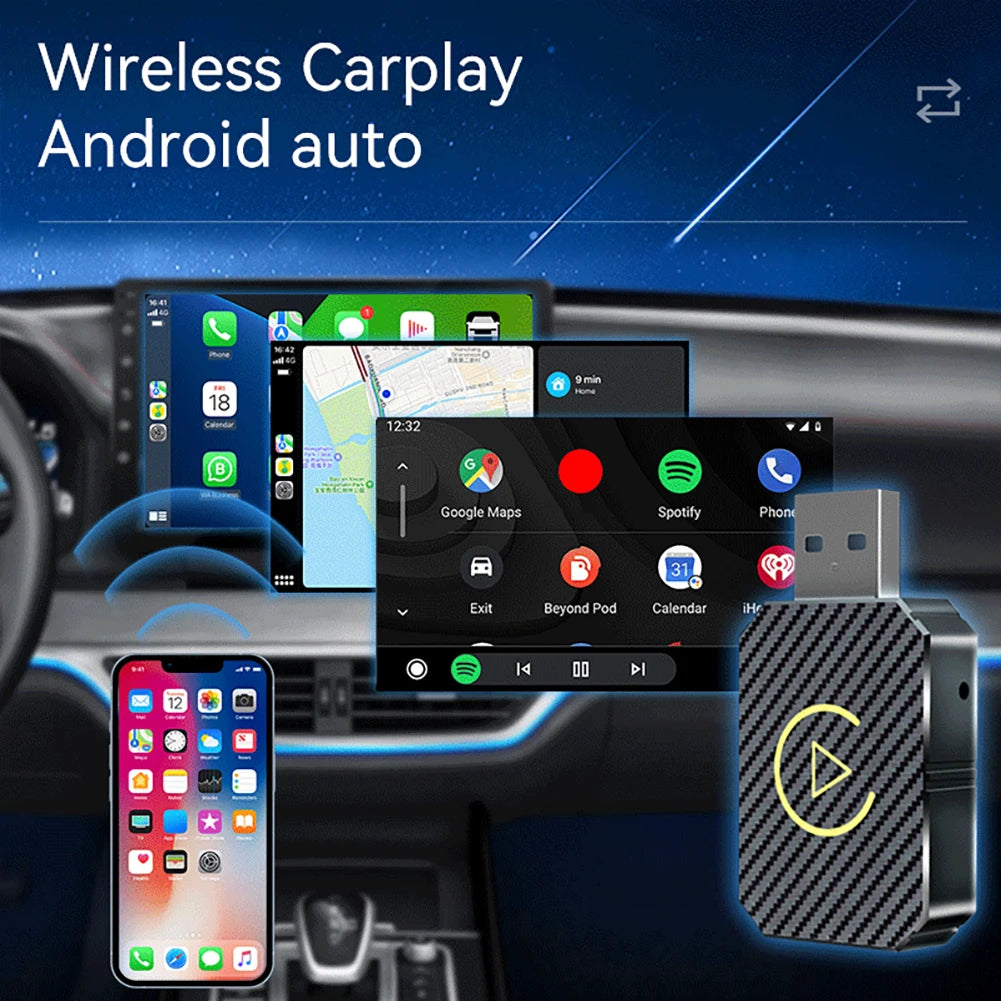 Wireless Carplay Android Auto Adapter 2 in 1 Smart AI Box Plug&Play Wireless Dongle BT WiFi for Wired CarPlay/Andriod Auto Car