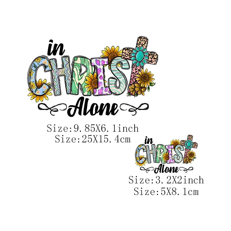 Christ Patch For Clothing Faith Jesus Iron On Transfers On Clothes Fashiong Women DIY Thermal Stickers For T-Shirt Decals Patch