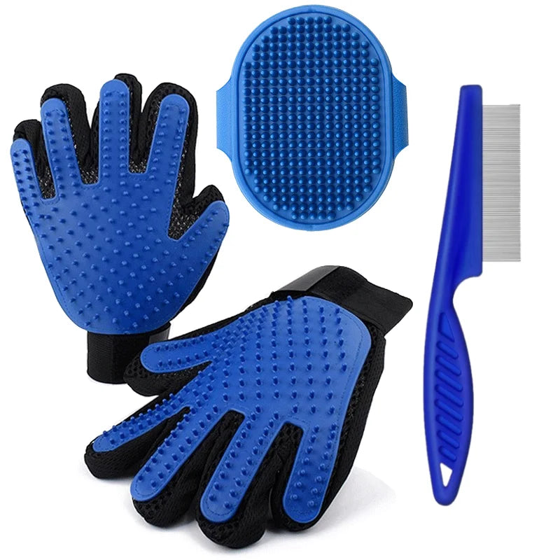 Pet Hair Grooming Set, Dog Hair Removal Glove Brush, Silicone Massage Brush And Pet Hair Comb