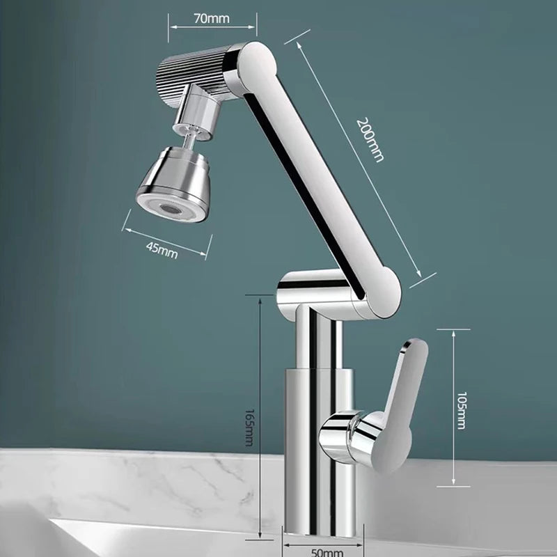 1080° Swivel Kitchen Sink Faucet Bathroom Sink Faucet Basin Faucet Multifunction Cold and Hot Water Tap Brass