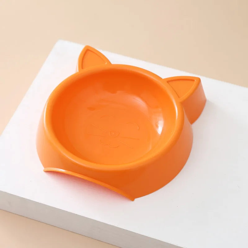 Pets Food Bowl Cat Face Shape Large Capacity Feeding Dish Solid Color Cat Food Bowl Pet Water Drinking Feeder for Small Dog Bowl